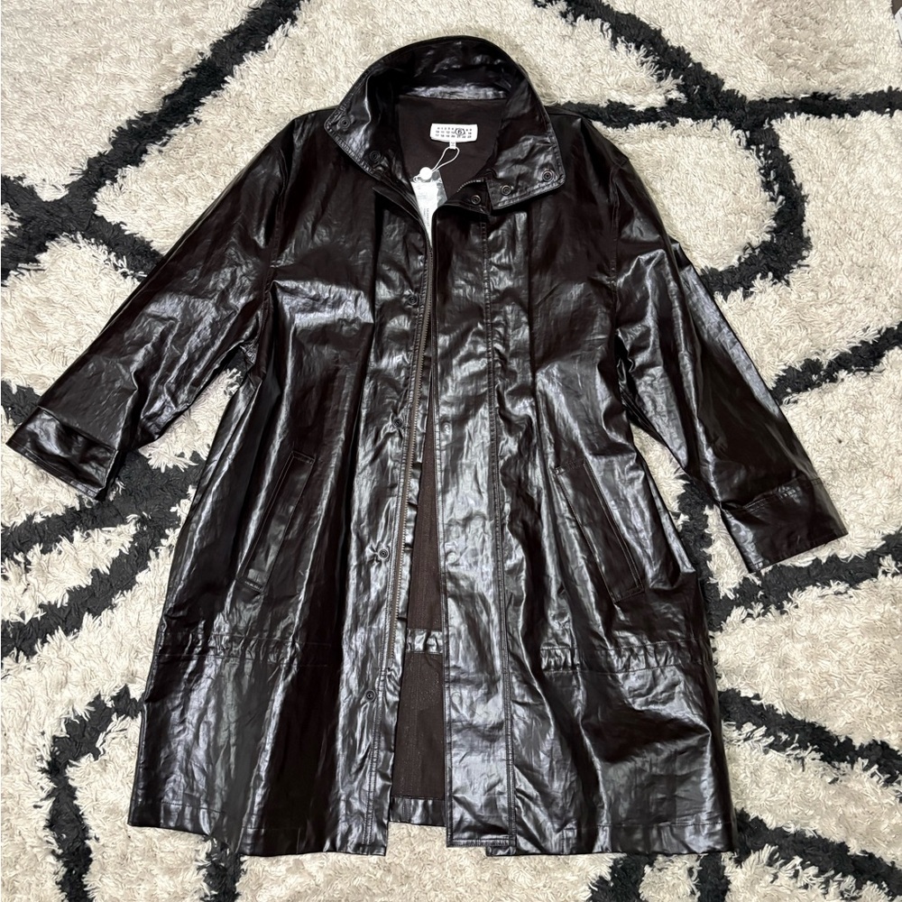 MM6 Maison Margiela Eggplant Brown Coated Linen Trenchcoat